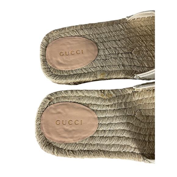 Gucci Interlocking G White Leather Cut Out Slide Sandals Size 7.5 - Picture 4 of 7